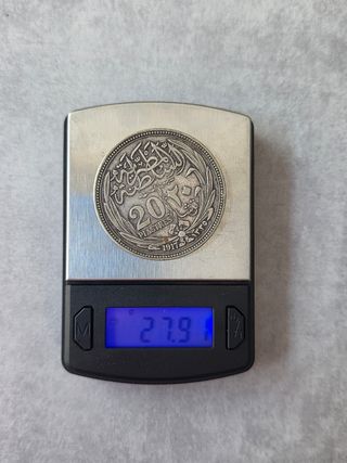 20 Piastras Egipto 1917 Plata