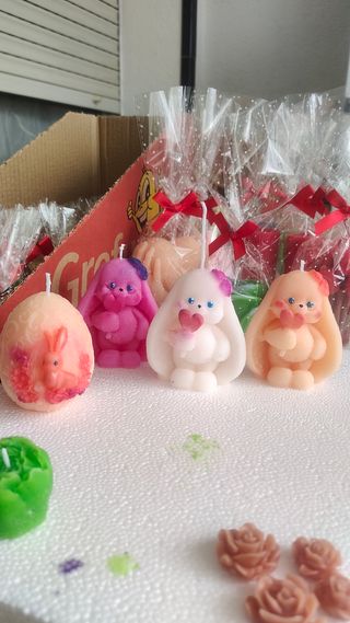 6 Velas conejito artesanales