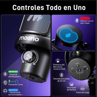 Microfono MAONO DM40 Inalambrico, RGB Recargable.
