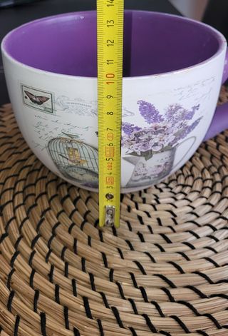 Maceta taza cerámica morada