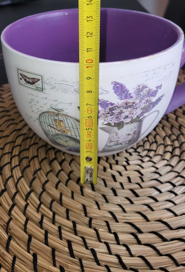 Maceta taza cerámica morada