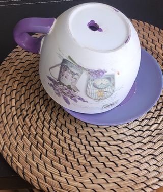 Maceta taza cerámica morada