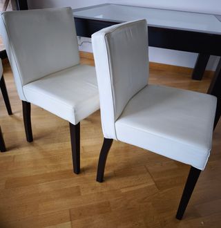 Sillas de comedor  piel blanca y madera