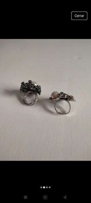 2 Anillos Plata Perla