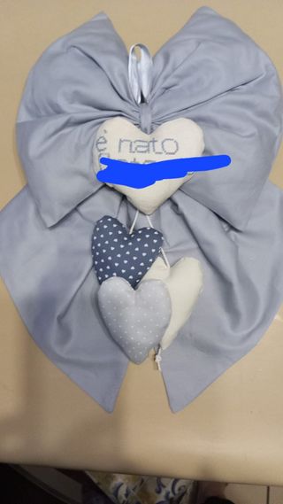 Fiocco nascita celeste con cuori