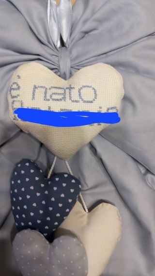 Fiocco nascita celeste con cuori