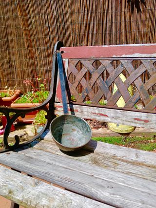 CAZO ANTIGUO DE COBRE CROMADO Y HIERRO