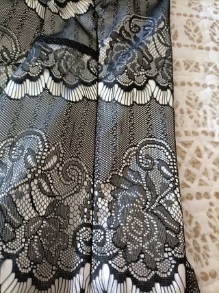 Vestido encaje fiesta blanco-negro