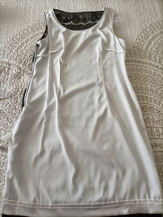 Vestido encaje fiesta blanco-negro
