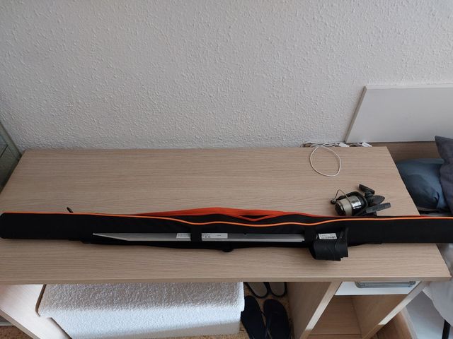 Custodia per canna da pesca più pungente e un mulinello