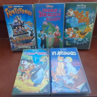 5 PELICULAS VHS LIBRO SELVA TOD TOBY ARISTOGATOS
