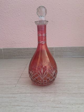 Botella cristal vintage roja