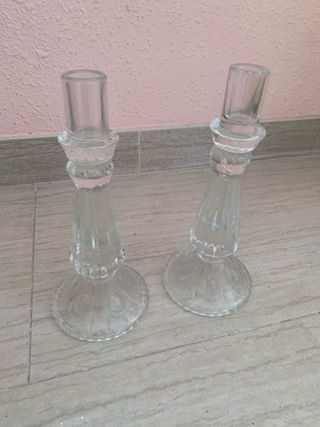 2 Portavelas Cristal Transparente