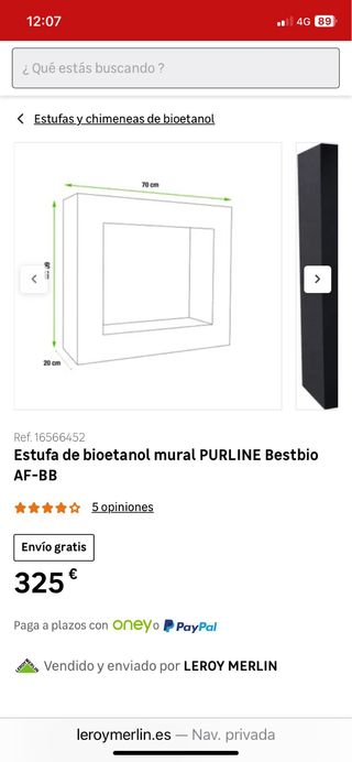 Estufa de bioetanol mural PURLINE Bestbio