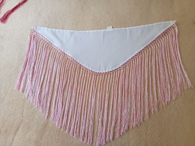 Mantón gitana niña: blanco y rosa