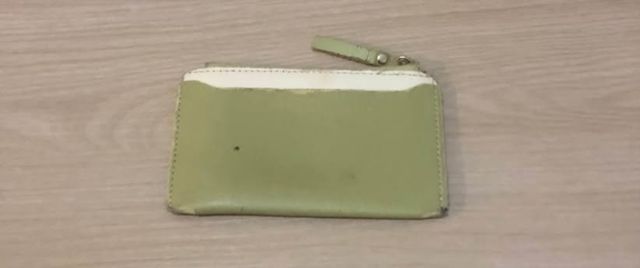 Portafoglio verde chiaro vintage usato in buono st