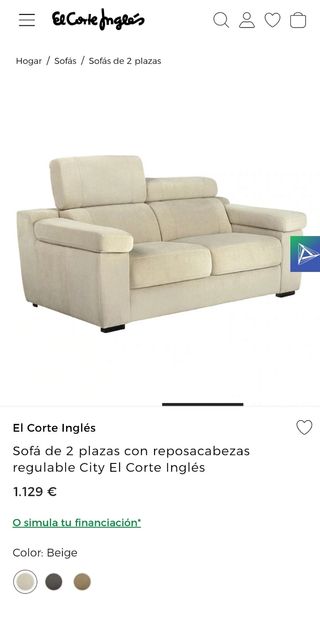 Sofa City IMPECABLE el Corte Ingles ENVIO incluido