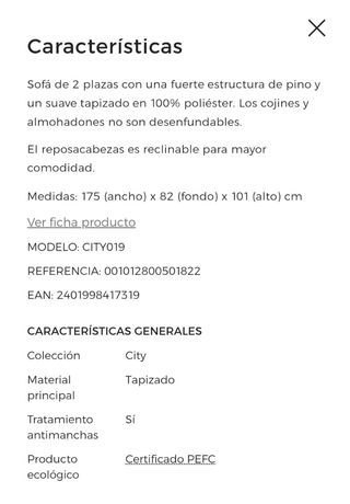 Sofa City IMPECABLE el Corte Ingles ENVIO incluido