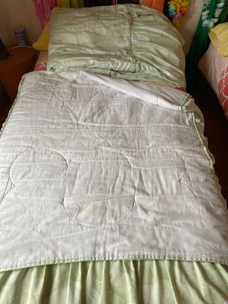 2 Edredones cama 80-90 - Verde y blanco