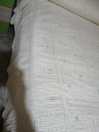 Colcha ganchillo algodón beig, hecha a mano