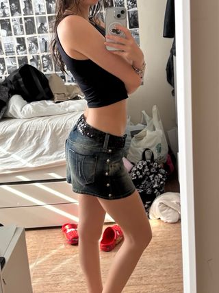 Mini Falda Vaquera con Lentejuelas Marca FORNARINA