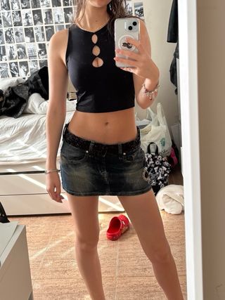 Mini Falda Vaquera con Lentejuelas Marca FORNARINA