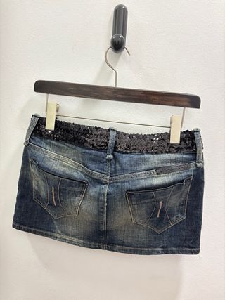 Mini Falda Vaquera con Lentejuelas Marca FORNARINA