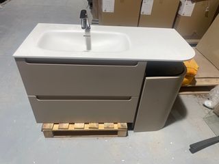 Mueble baño beige con lavabo, medida 100 cm.Salgar