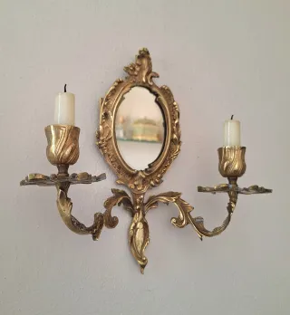 Specchio antico portacandela portalampada