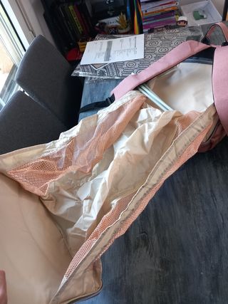 Mochila bebé rosa-gris