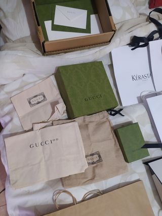 Caja y bolsas Gucci Dior Chanel Bimba y 
