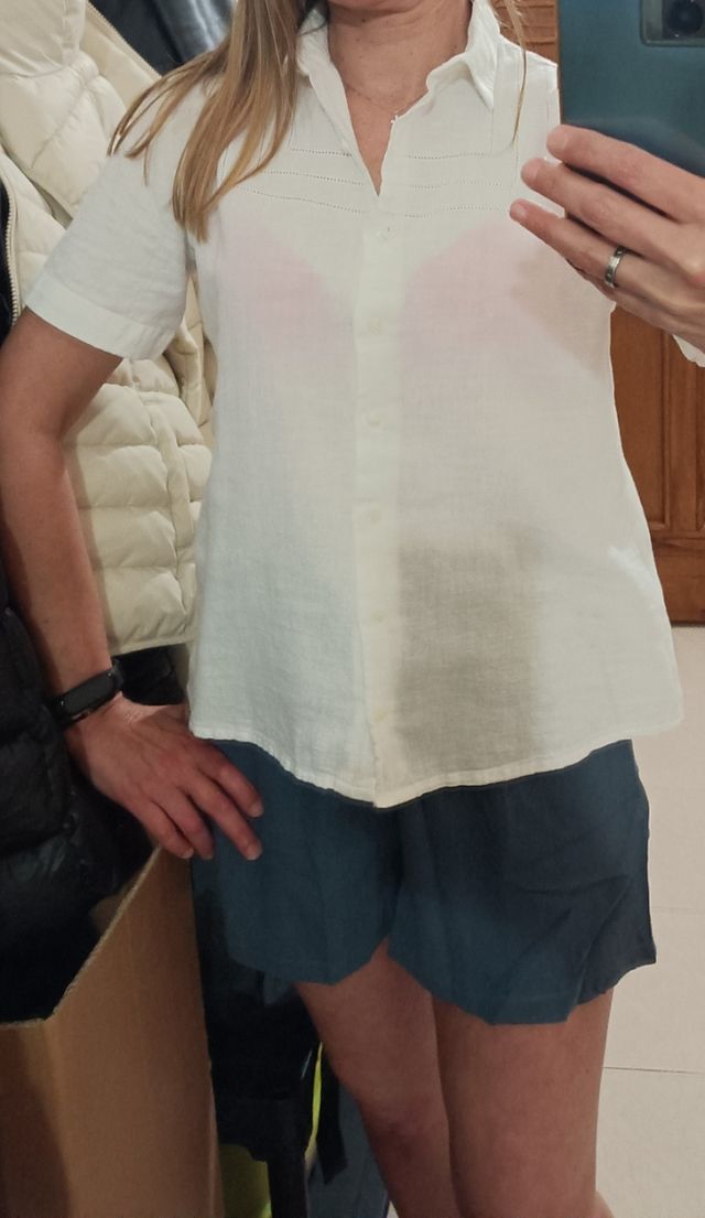 Camicia cotone misto lino mezze maniche