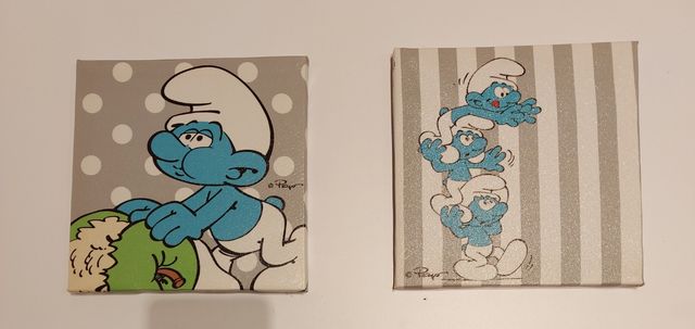2 Cuadros Pitufos - Decoración Infantil