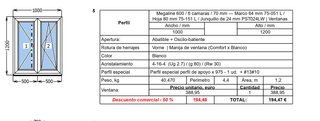 Ventana de PVC estándar - 120 ancho por 100 alto