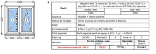 Ventana de PVC estándar - 100 ancho por 100 alto