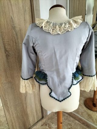 Precioso Corpiño de fallera color plata azulado
