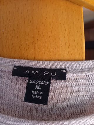 Camiseta manga 3/4 beige-gris XL