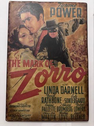 Póster vintage La Marca del Zorro sobre madera