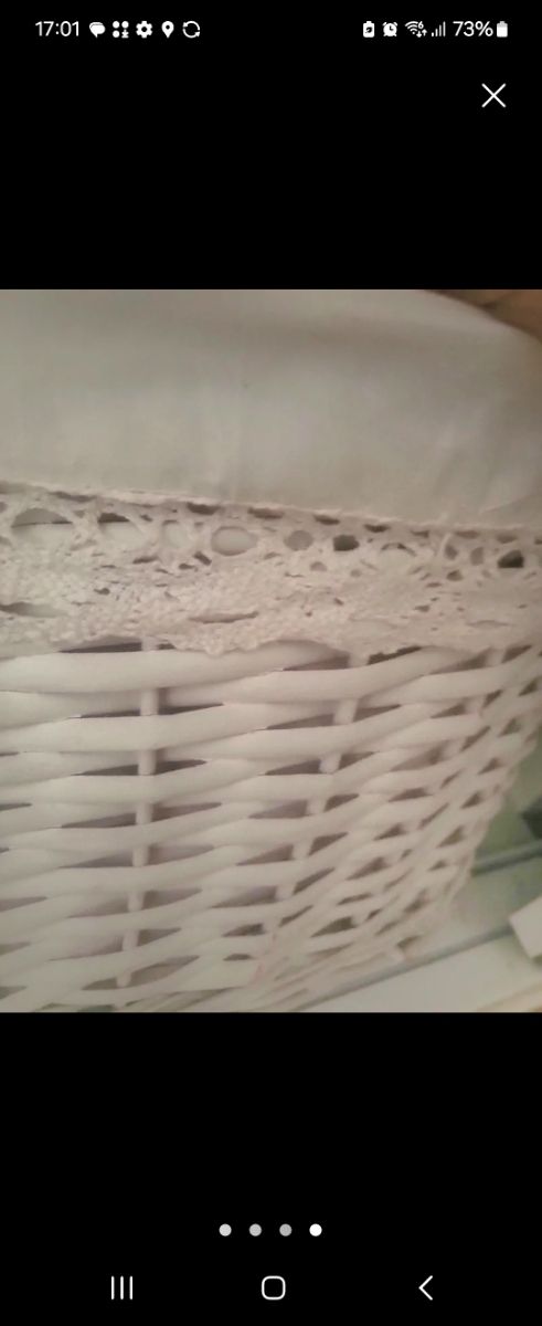 Lote de 2 Cestas mimbre blancas