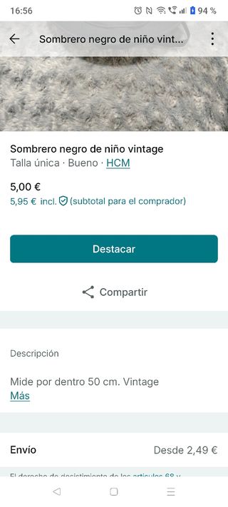 Sombrero de niño cordobes vintage