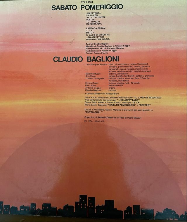 Vinile Claudio Baglioni - Sabato Pomeriggio