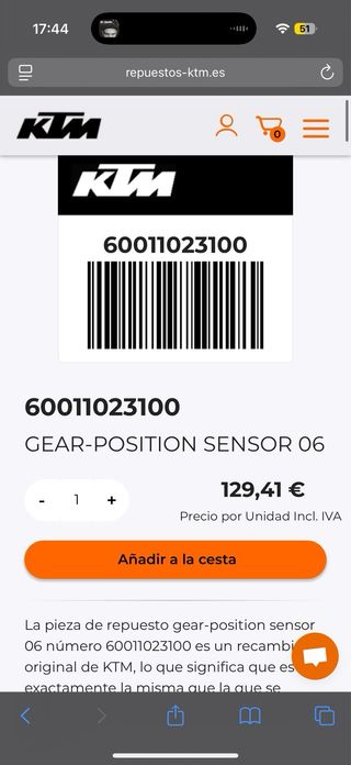 Sensor marchas KTM