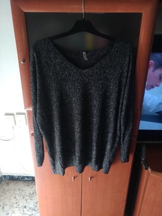Jersey punto negro con brillos