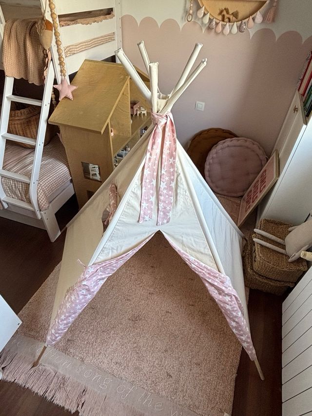 Tipi infantil rosa - estrellas rosa