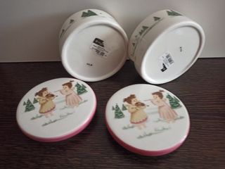 2 Cajas cerámica ángeles vintage
