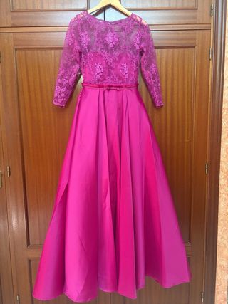 Vestido fiesta fucsia talla L