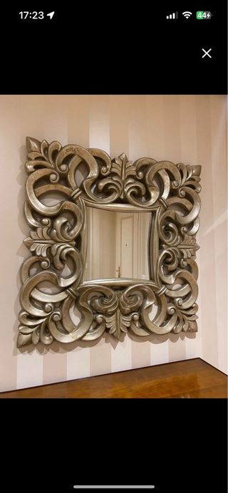 Espejo de pared plateado vintage