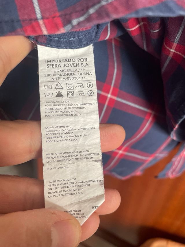 Camisa Sfera Hombre M - cuadros rojos