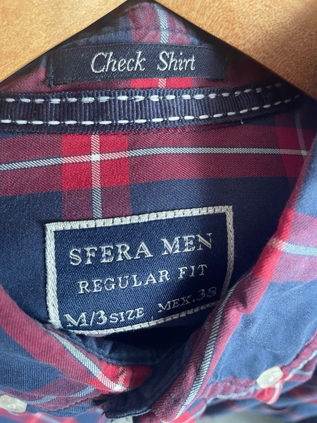 Camisa Sfera Hombre M - cuadros rojos