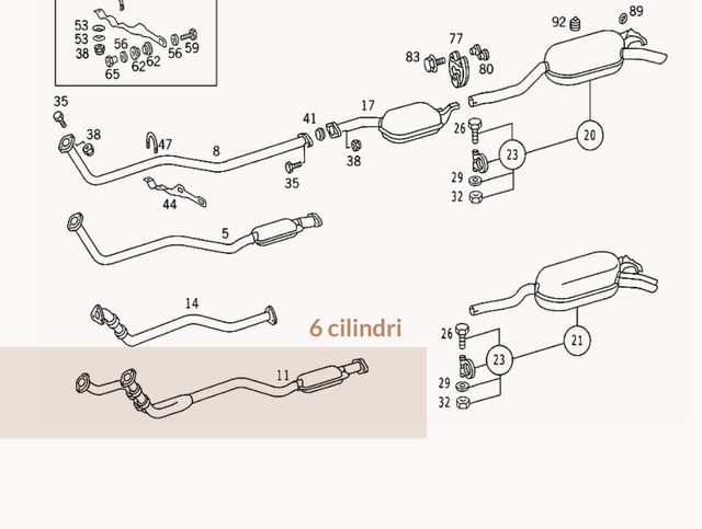 Marmitta anter orig Mercedes 124 diesel 6 cilindri